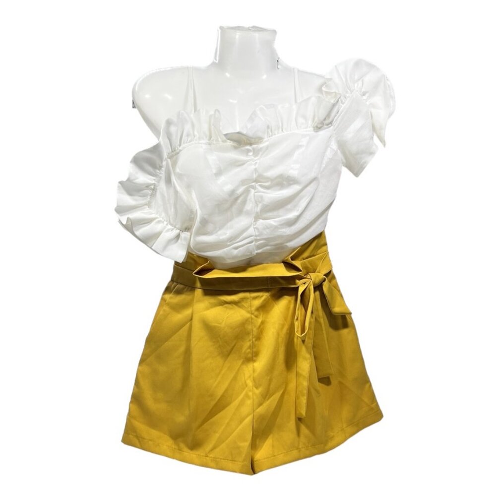 L'atiste By Amy Romper Womens‎ Size Small  White Yellow New Latiste Jumpsuit